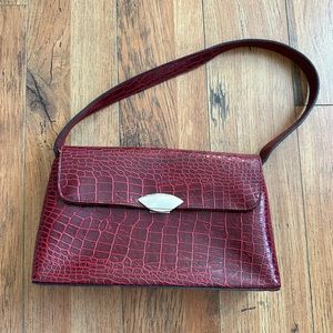 Red alligator shoulder bag